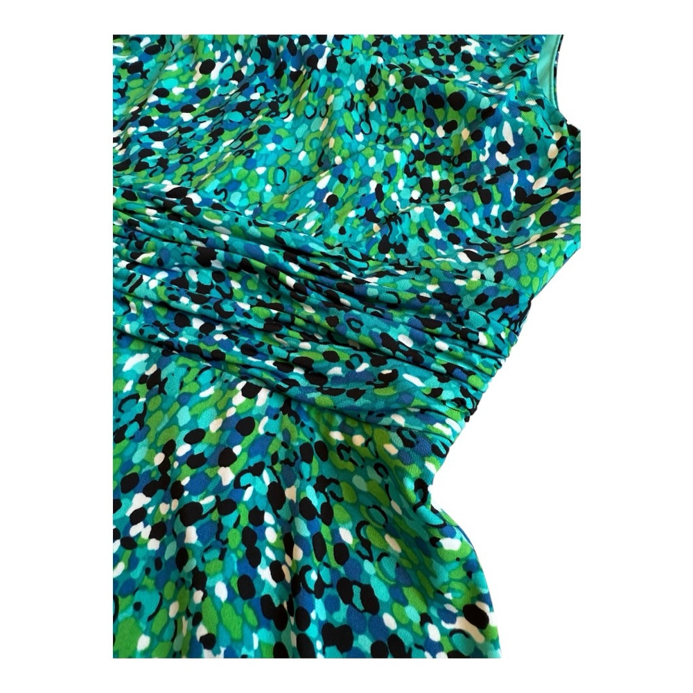 Jessica Howard Green Blue Abstract Sleeveless Midi Dress 10P - Picture 8 of 11